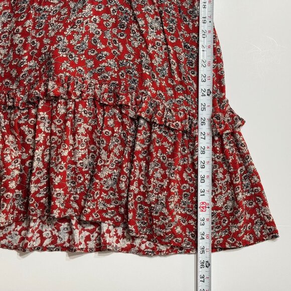 Pampelone Floral Dress Pleated Ruffle Deep V-Neck Puff Sleeve Tiered Babydoll - Picture 15 of 15